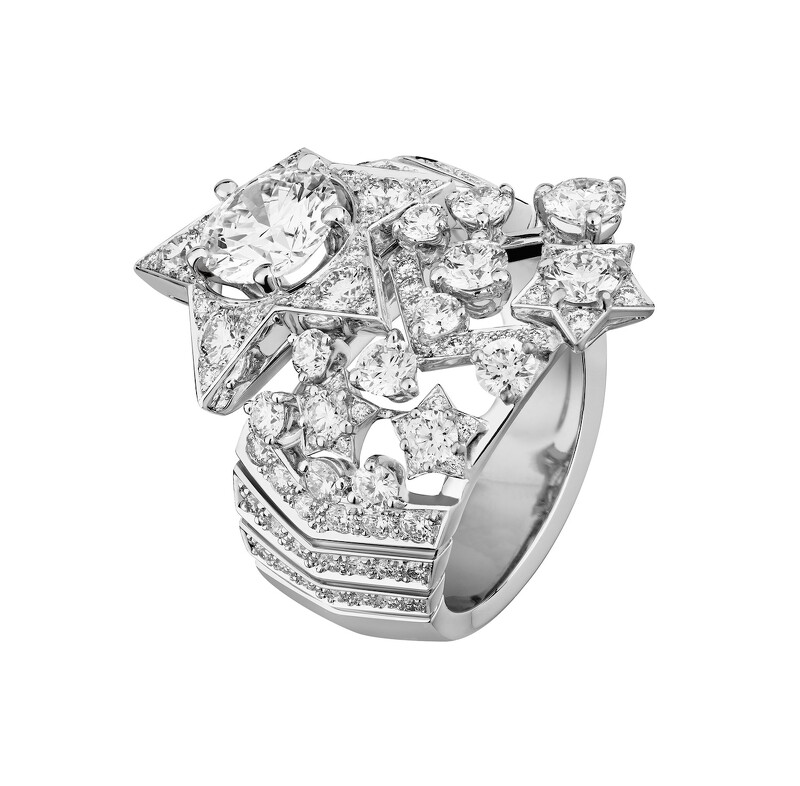 香奈兒頂級珠寶Comète Diamond白金與鑽石戒指細節