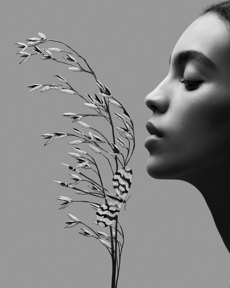 仙客来可旋转为手环或胸针;燕麦穗能当作髮饰佩戴;毛毛虫是胸针,蝴蝶则可别于髮间。