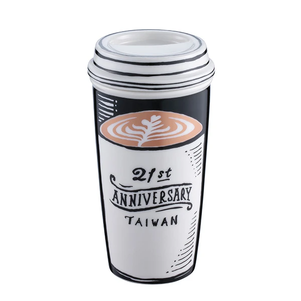 拉花趣味雙層馬克杯，售價$980。容量：12OZ。 