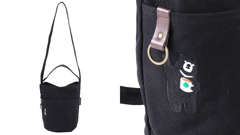 黑熊肩背提二用袋,售價$450。底直徑18、高25cm;肩背帶92cm、手提帶30cm 黑熊肩背提二用袋,售價$450。底直徑18、高25cm;肩背帶92cm、手提帶30cm