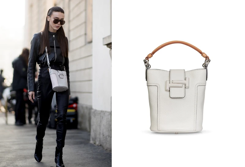 俄羅斯時尚部落客Mary Leest與TOD'S Double T白色牛皮水桶包 俄羅斯時尚部落客Mary Leest與TOD'S Double T白色牛皮水桶包