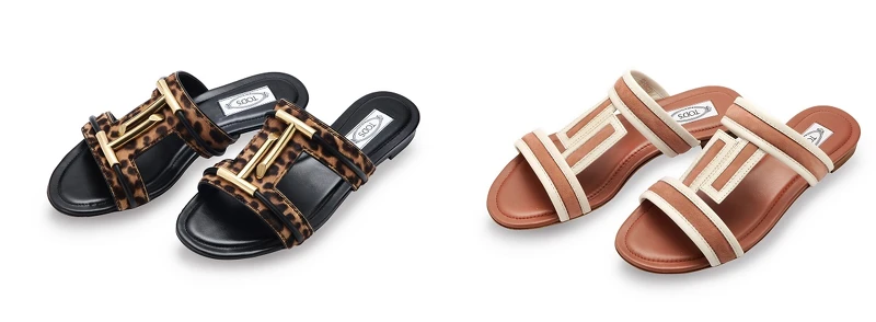 TOD'S 豹紋皮革金屬飾釦女士涼鞋/TOD'S T LOGO 磚紅色女士涼鞋 TOD'S 豹紋皮革金屬飾釦女士涼鞋/TOD'S T LOGO 磚紅色女士涼鞋