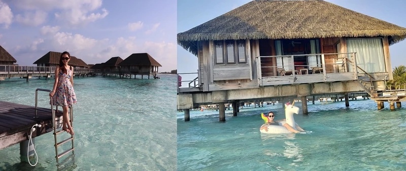 海天一色,楊千霈可以直接從露台走入印度洋中,泡在涼爽清澈的海水中近距離欣賞熱帶魚 海天一色,楊千霈可以直接從露台走入印度洋中,泡在涼爽清澈的海水中近距離欣賞熱帶魚