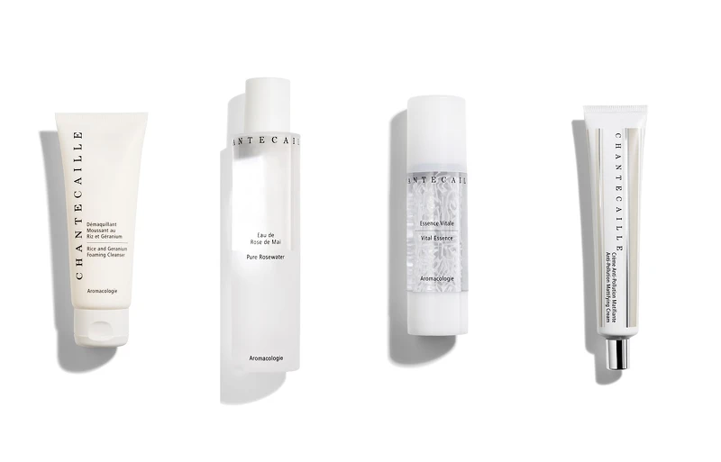 Chantecaille香緹卡花妍泡沫潔面乳、五月玫瑰花妍露、花妍活膚精華液、抗汙染防護乳液