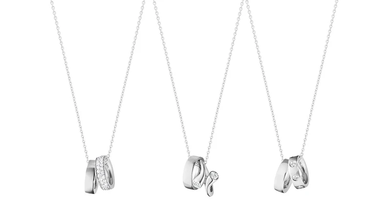 GEORG JENSEN MAGIC系列：18K白金鑽石鍊墜。