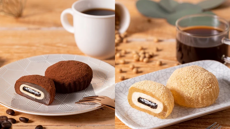 (左)提拉米蘇星蕨餅、(右)黃豆卡士達星蕨餅 售價60元 (左)提拉米蘇星蕨餅、(右)黃豆卡士達星蕨餅 售價60元