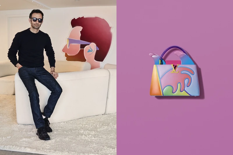 Alex Israel 與他為 LV 打造的 Capucines 包款。 Alex Israel 與他為 LV 打造的 Capucines 包款。