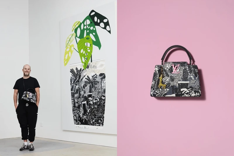 Jonas Wood 與他為 LV 打造的 Capucines 包款。 Jonas Wood 與他為 LV 打造的 Capucines 包款。