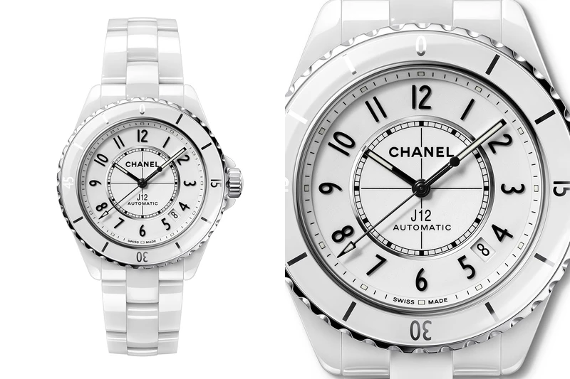 白色J12抗磨精密陶瓷搭配精鋼錶殼腕錶 ,Chanel。 白色J12抗磨精密陶瓷搭配精鋼錶殼腕錶 ,Chanel。