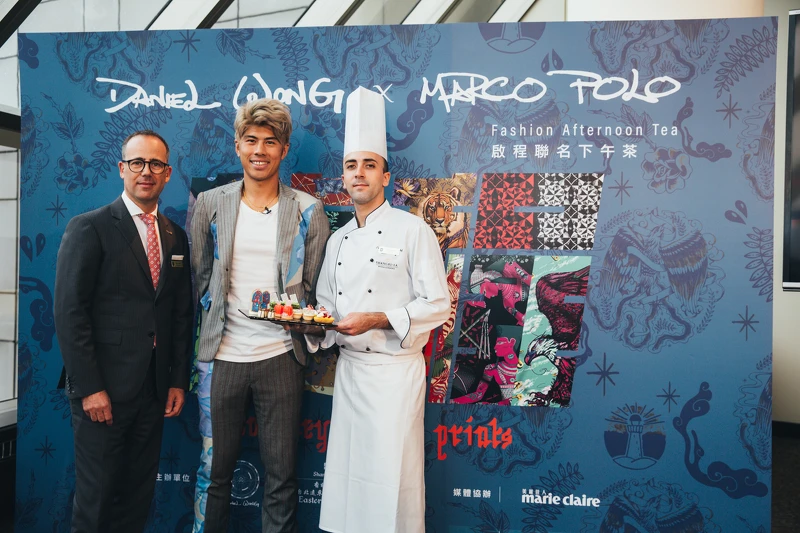 左起 香格里拉飯店副總經理Etienne Joguin, Daniel, 甜點主廚Yann Roumanille