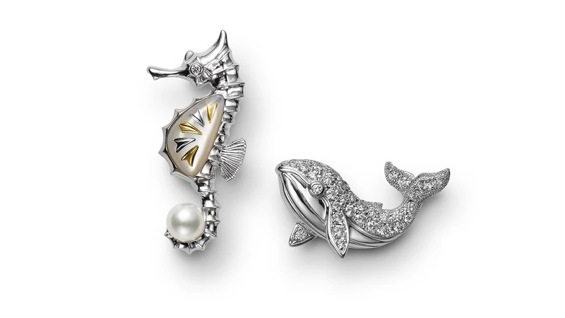 MIKIMOTO 海馬造型胸針、鯨魚造型胸針