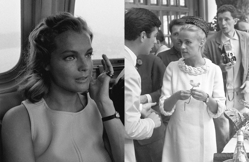 左:1950年代因出演《茜茜公主》三部曲而紅極一時的女星羅美‧雪妮黛(Romy Schneider),佩戴Baignoire腕錶出席活動,以簡單的造型展現個人風格。 右:法國傳奇影后珍妮‧摩露(Jeanne Moreau),以當時流行的直筒小洋裝搭配Baignoire腕錶。 左:1950年代因出演《茜茜公主》三部曲而紅極一時的女星羅美‧雪妮黛(Romy Schneider),佩戴Baignoire腕錶出席活動,以簡單的造型展現個人風格。 右:法國傳奇影后珍妮‧摩露(Jeanne Moreau),以當時流行的直筒小洋裝搭配Baignoire腕錶。