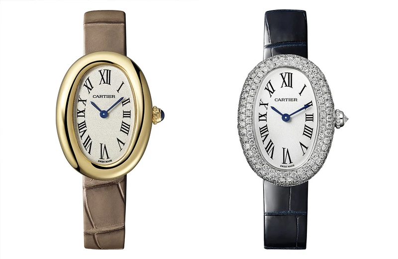Baignoire腕錶-小型款-黃K金;Baignoire腕錶小型款-白K金鑽石鋪鑲 Baignoire腕錶-小型款-黃K金;Baignoire腕錶小型款-白K金鑽石鋪鑲