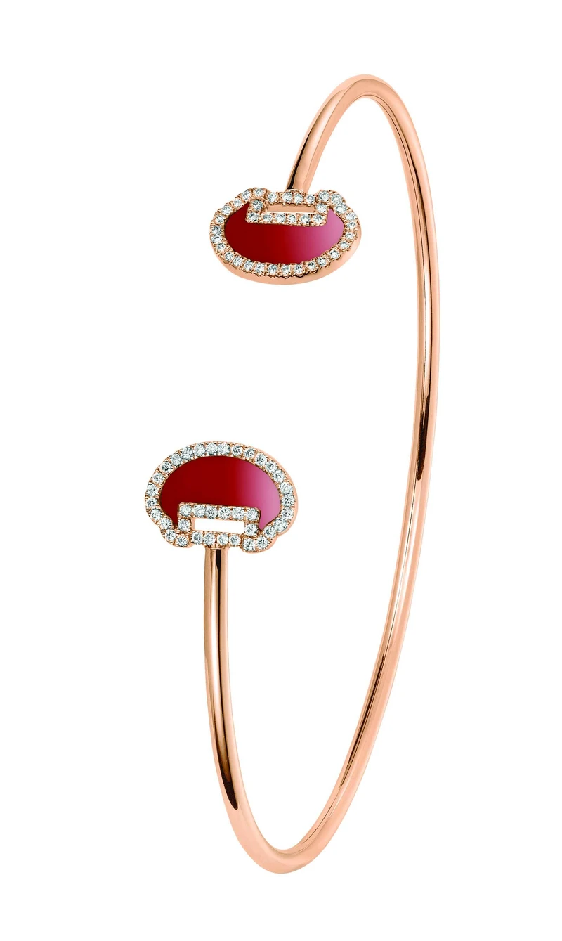 Qeelin_Yu Yi 18K玫瑰金鑽石及紅瑪瑙手鐲，NT84,000