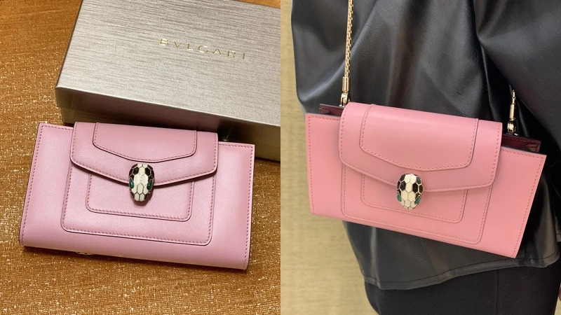 BVLGARI SERPENTI FOREVER火鶴石英色小牛皮皮夾，NT40,000