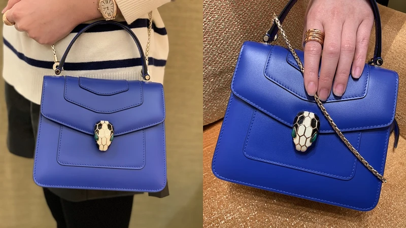 BVLGARI Serpenti Forever 鈷藍碧壐色小牛皮手提肩背包,NT91,900 BVLGARI Serpenti Forever 鈷藍碧壐色小牛皮手提肩背包,NT91,900