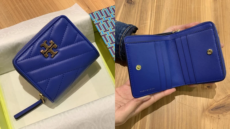 TORY BURCH海軍藍Kira 縫線短夾，NT7,890