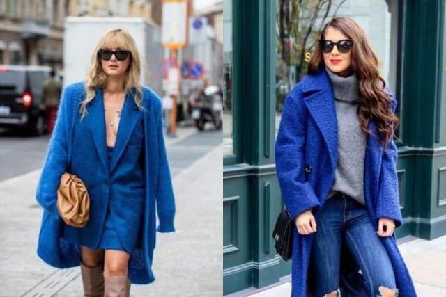 不同剪裁、材質的經典藍大衣展現不同風格(圖片來源:Pinterest) 不同剪裁、材質的經典藍大衣展現不同風格(圖片來源:Pinterest)
