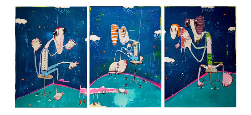 拉法.馬卡龍Rafa Macarron TripticoMixed Media53x43cm2019 拉法.馬卡龍Rafa Macarron TripticoMixed Media53x43cm2019