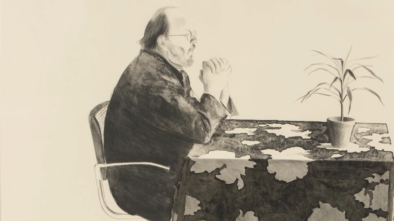 晴山藝術中心 Imavision Gallery_大衛•霍克尼 David Hockney_Henry at table _版畫Lithograph (2 stones , 1 aluminum (late , crayon tusche) _75.5x105.8cm_1976 晴山藝術中心 Imavision Gallery_大衛•霍克尼 David Hockney_Henry at table _版畫Lithograph (2 stones , 1 aluminum (late , crayon tusche) _75.5x105.8cm_1976