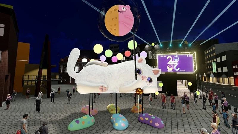 2020台北燈節西區主燈《躲貓貓》,下方能讓民眾穿梭 2020台北燈節西區主燈《躲貓貓》,下方能讓民眾穿梭