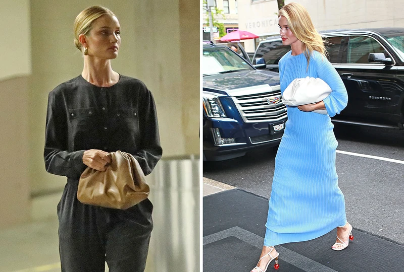 英國超模Rosie Huntington與德國女星Diane Kruger分別拎著The Pouch手拿包的時髦身影。