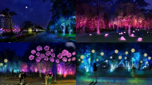 愛河沿岸光環境愛河燈區兩岸與二二八和平公園燈區,都變身充滿節慶的氛圍造景。 愛河沿岸光環境愛河燈區兩岸與二二八和平公園燈區,都變身充滿節慶的氛圍造景。