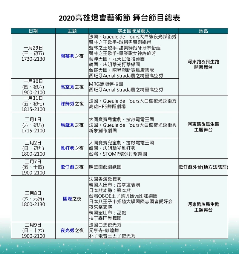 主題之夜節目表 主題之夜節目表