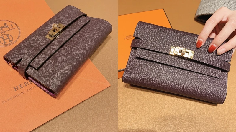 Hermès Kelly系列雙色小牛皮短夾，NT121,800