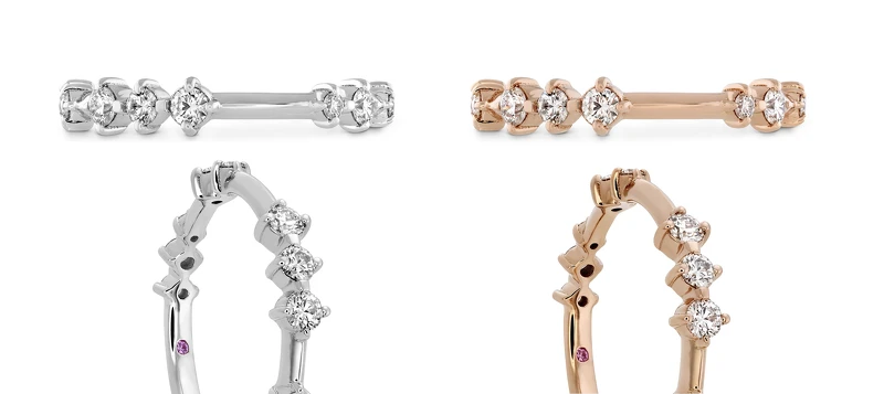 LOVE CODE系列戒指，玫瑰金/白K金、鑽石、粉紅剛玉，NT68,000