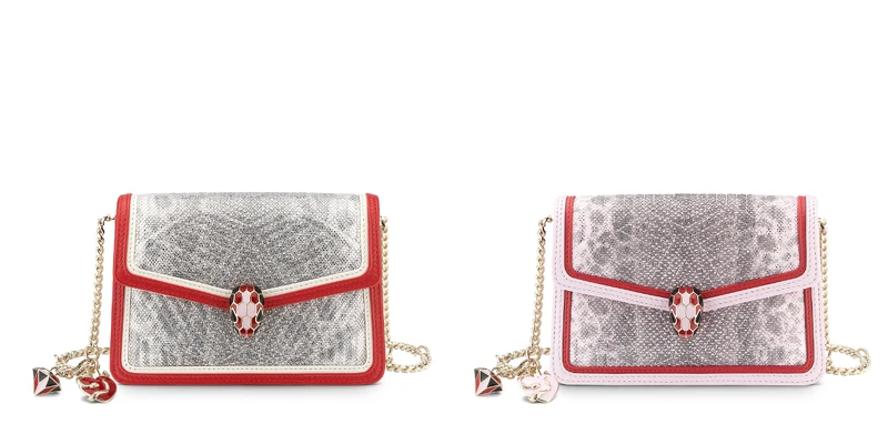 Serpenti Micro Diamond Blast情人節限定金屬水蛇皮肩背包，NT$88800