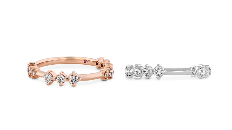 LOVE CODE戒指，玫瑰金/白K金、鑽石、粉紅剛玉