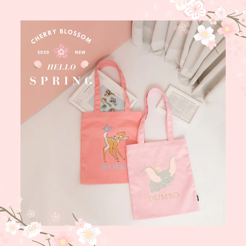 迪士尼櫻花小飛象/小鹿斑比圖案帆布袋(原價NT$499;特價NT$299) 迪士尼櫻花小飛象/小鹿斑比圖案帆布袋(原價NT$499;特價NT$299)