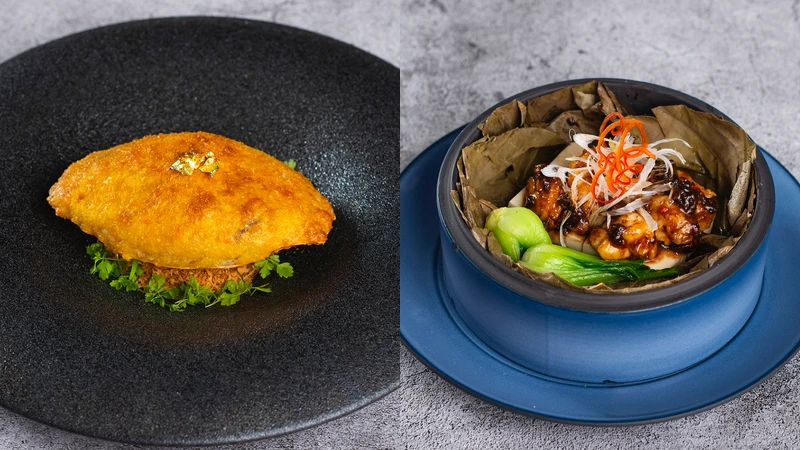 焗釀鮮蟹蓋、豉汁龍蝦蒸豆腐 焗釀鮮蟹蓋、豉汁龍蝦蒸豆腐