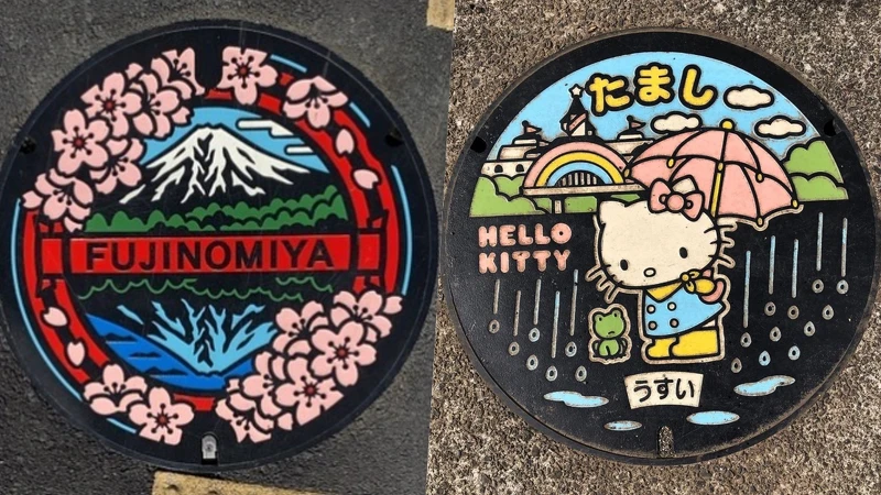 富士山人孔蓋、Hello Kitty人孔蓋PHOTO/IG@prettyyoulike(左)、chirosam(右) 富士山人孔蓋、Hello Kitty人孔蓋PHOTO/IG@prettyyoulike(左)、chirosam(右)
