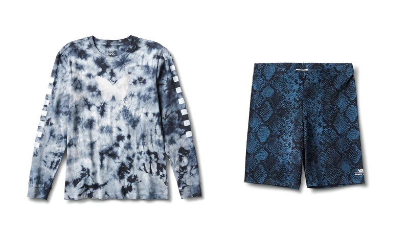 潑墨T恤，定價NT1,980、蛇紋短褲，定價NT1,480