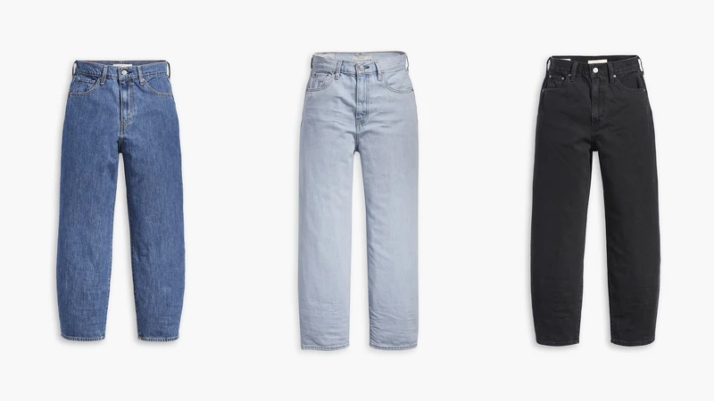 LEVI’S® Balloon時髦高腰繭型褲復古淡藍，NT 3,790-3,990