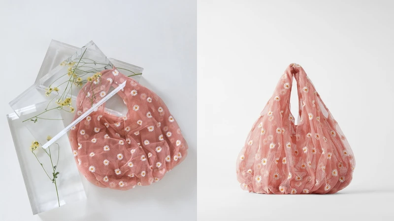 刺繡網紗水桶包(NT$990) 刺繡網紗水桶包(NT$990)