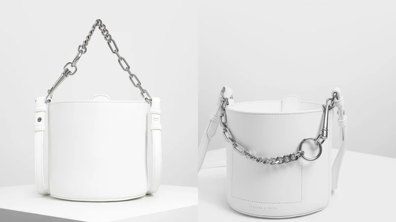 白色粗鍊條水桶包（原價NT$1,990，現正特價NT$1,190）