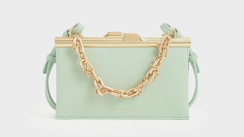 薄荷綠粗鍊手拿包（原價NT$2,790，現正特價NT$1,950）