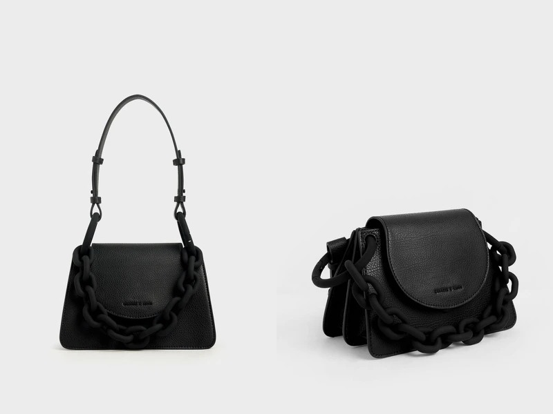 黑色粗鍊小型肩背包（NT$2,790）