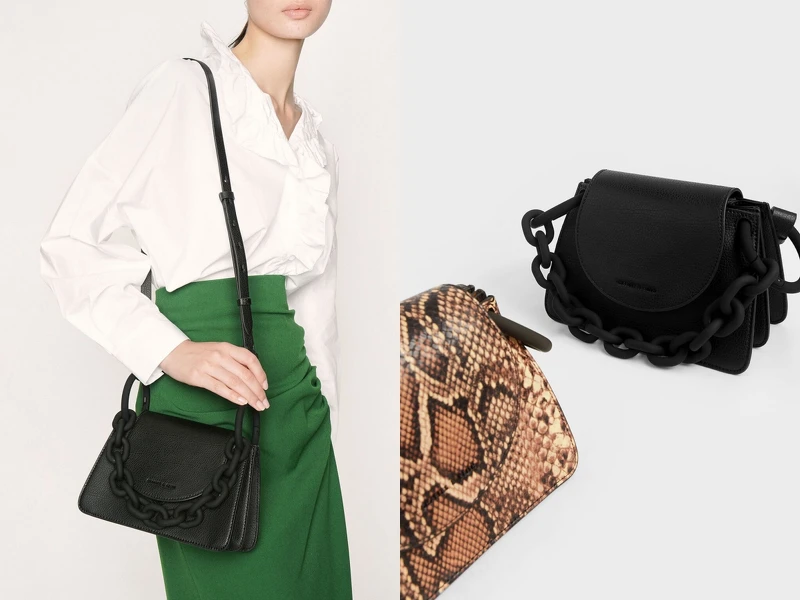 黑色粗鍊小型肩背包（NT$2,790）