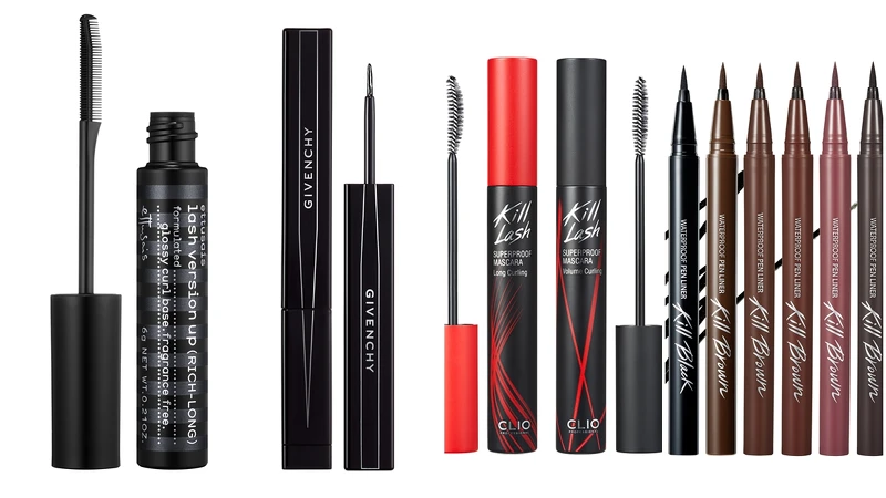 艾杜紗魔束捲翹睫毛底膏限量纖版,NT520。Givenchy 紅色風暴精準持久眼線筆,NT950。Clio 絕色玩美纖翹防水睫毛膏,NT390。Clio 新魅黑防水濃烈眼線液,NT350。 艾杜紗魔束捲翹睫毛底膏限量纖版,NT520。Givenchy 紅色風暴精準持久眼線筆,NT950。Clio 絕色玩美纖翹防水睫毛膏,NT390。Clio 新魅黑防水濃烈眼線液,NT350。