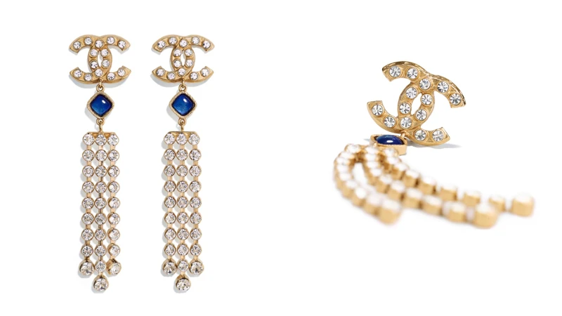 雙C流蘇水鑽耳環，約為NT27,100