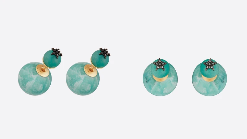 DIOR TRIBALES藍綠色天河石和水晶耳環，約為NT16,850