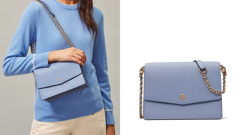 Tory Burch Robinson系列天空藍信封肩背包，NT16,900