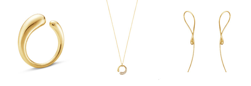 MERCY系列18K金戒指,NT39,000、18K金鋪鑽鍊墜,NT71,000、8K金旋轉長耳式耳環,NT27,100。 MERCY系列18K金戒指,NT39,000、18K金鋪鑽鍊墜,NT71,000、8K金旋轉長耳式耳環,NT27,100。