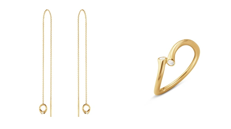 MAGIC系列 18K金耳掛式耳環,NT22,600、18K金鑽石戒指,NT31,000。 MAGIC系列 18K金耳掛式耳環,NT22,600、18K金鑽石戒指,NT31,000。