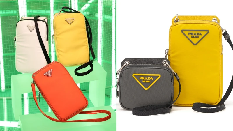 (左)快閃店獨家:經典三角Logo尼龍多功能手機包(NT$19,000)、Prada黃色三角Logo灰色尼龍多功能掛頸包(NT$17,000)、Prada黃色尼龍手機包(NT$20,000) (左)快閃店獨家:經典三角Logo尼龍多功能手機包(NT$19,000)、Prada黃色三角Logo灰色尼龍多功能掛頸包(NT$17,000)、Prada黃色尼龍手機包(NT$20,000)