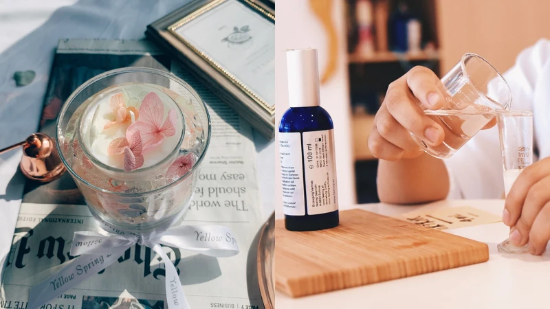 (左圖)誠品生活新板店|Yellow Spring Lab 水晶花園燭台X香氛蠟燭課程;(右圖)誠品生活新板店|拾心聚落|天然精油搖搖抗菌乾洗手手作課程 (左圖)誠品生活新板店|Yellow Spring Lab 水晶花園燭台X香氛蠟燭課程;(右圖)誠品生活新板店|拾心聚落|天然精油搖搖抗菌乾洗手手作課程